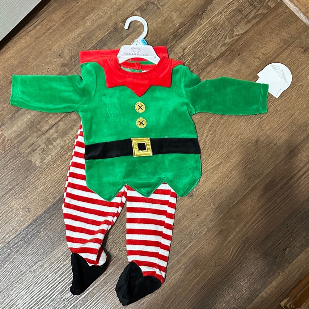 Koala Kids Green and Red Elf Costume